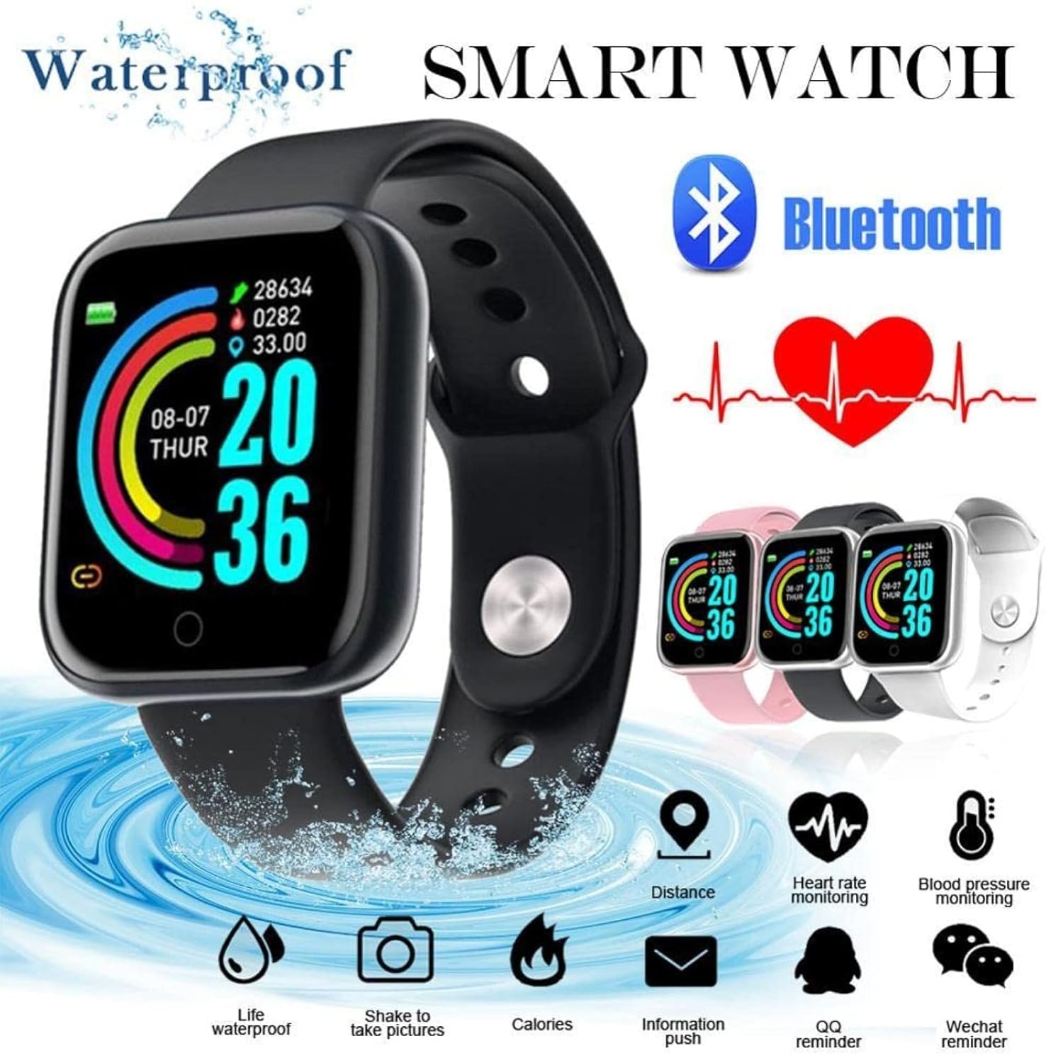 Picture of Y68 Smart Watch Life Waterproof Fitness Tracker Heart Rate Monitor Blood Pressure Wireless Smartwatch For IOS Android Picture of Y68 Smart Watch Life Waterproof Fitness Tracker Heart Rate Monitor Blood Pressure Wireless Smartwatch For IOS Android