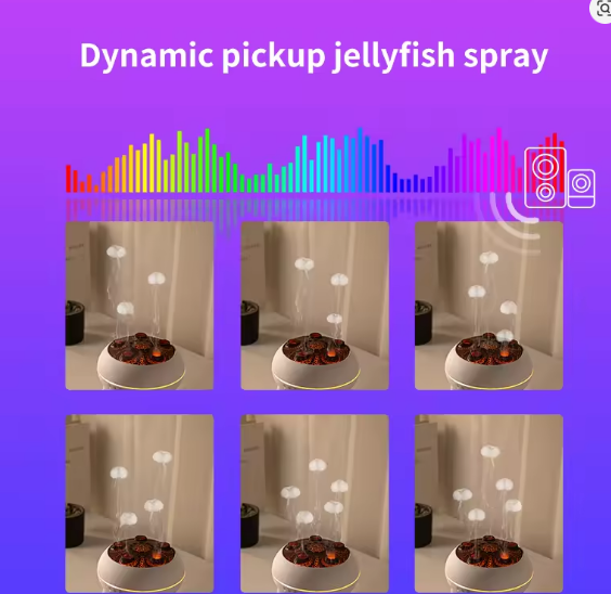Picture of Dynamic Jellyfish Humidifier, 7 Colors LED Lights 250ml Essential Oil Diffuser,Remote Control Humidifier for Bedroom & Office