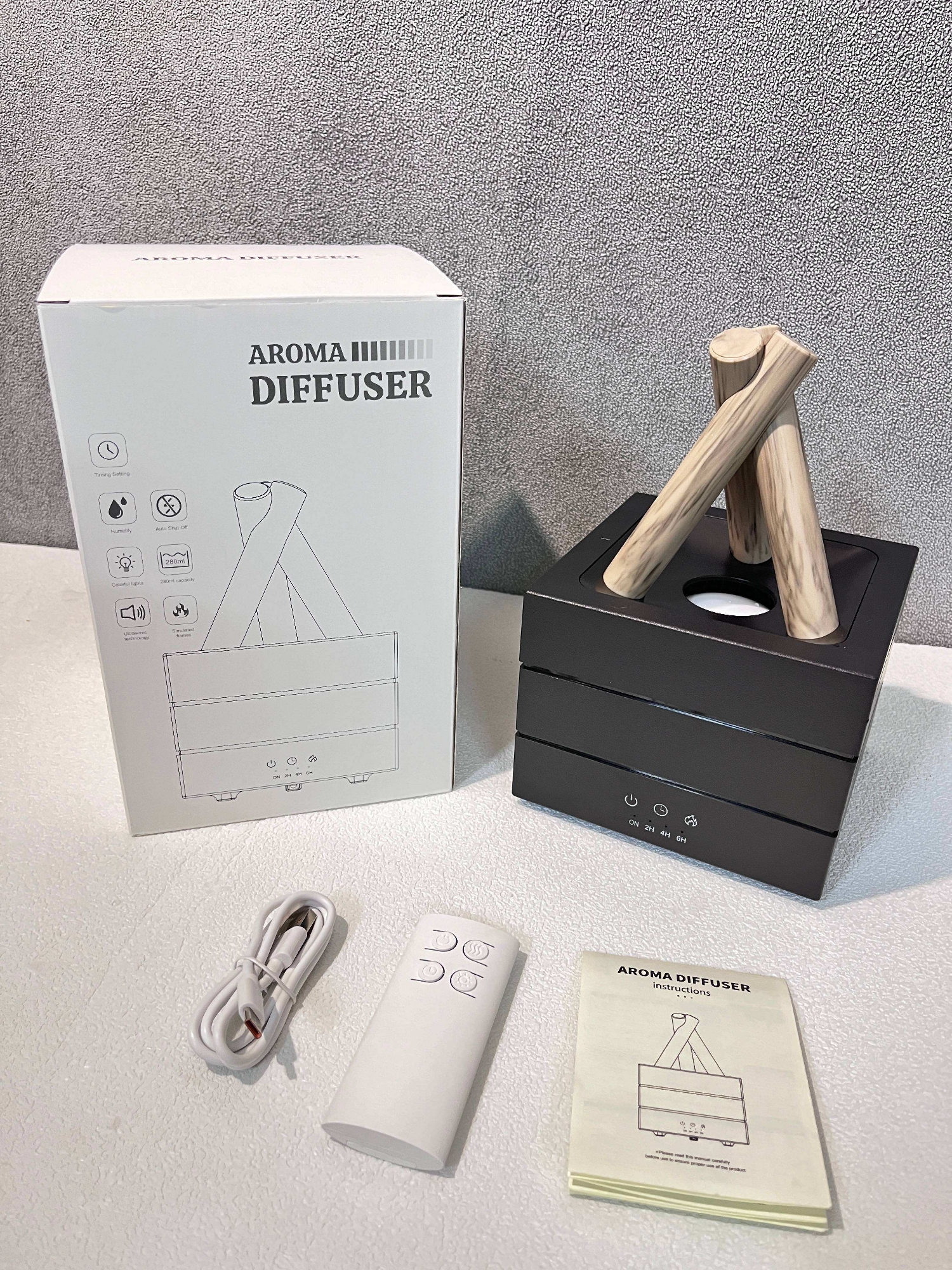 Picture of Simulated Colorful Flame Bonfire Atmosphere Night Light with Air Humidifier Remote Control Home Essential Oil Aroma Diffuser