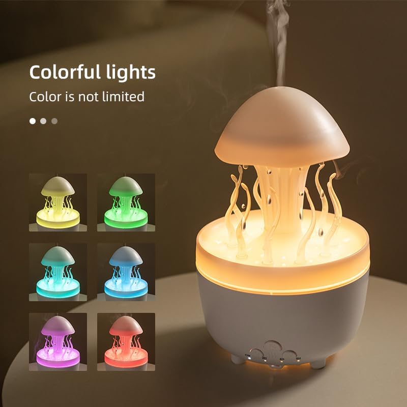 Picture of Rain Drop Humidifiers for Bedroom, Cute Jellyfish Cloud Rain Humidifier with Remote, 300ml Cloud Humidifier Rain Drop, Cool mist humidifier