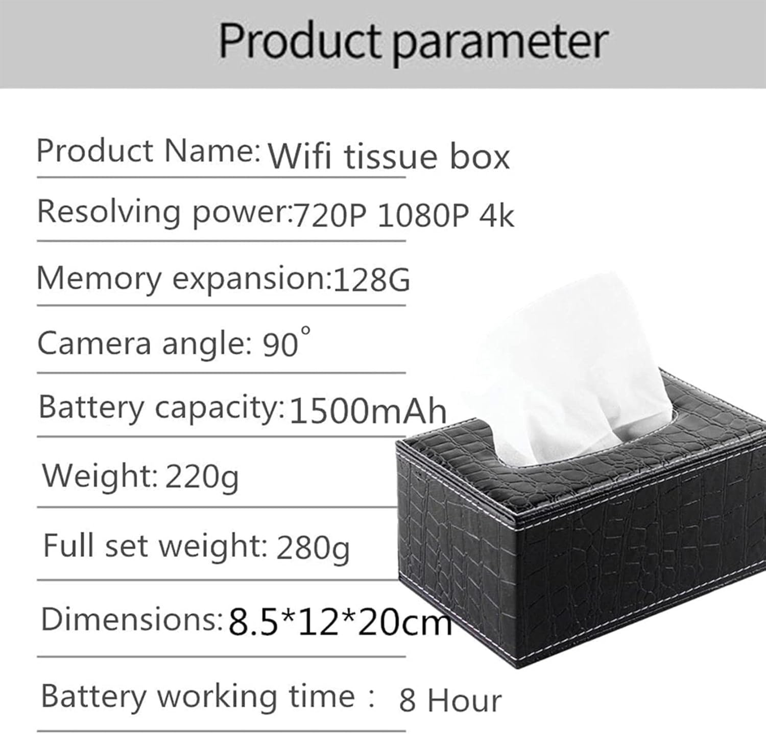 Picture of Wifi ip Camera tissue box Mini Camera with 1080P, Nanny Cam with Long Life Battery