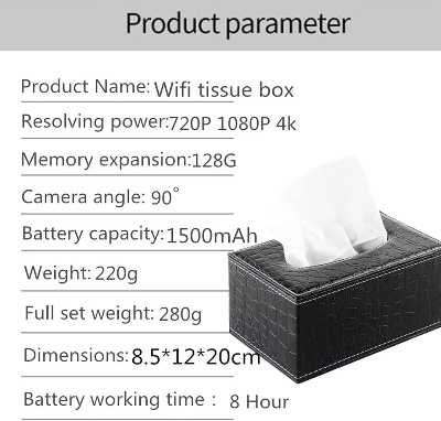 Picture of Wifi ip Camera tissue box Mini Camera with 1080P, Nanny Cam with Long Life Battery