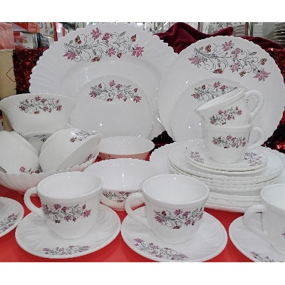 Picture of 32 Pcs Pyrex Opal Glassware White Oven Save Dinner Set - Dinner Set
