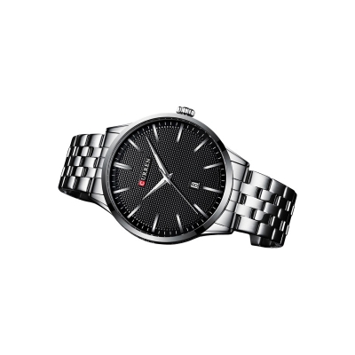Picture of CURREN 8364 Men's Silver & Black Stainless Steel Analog Watch – Elegant Business Timepiece