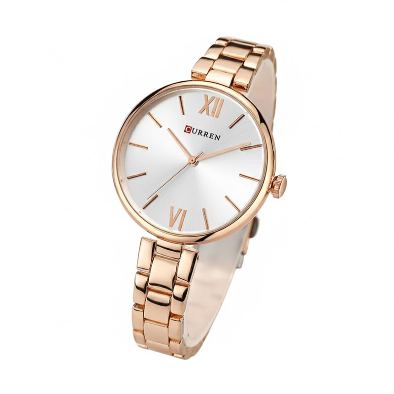 Picture of CURREN 9017 Women's Rose Gold Stainless Steel Watch – 38mm Silver Dial