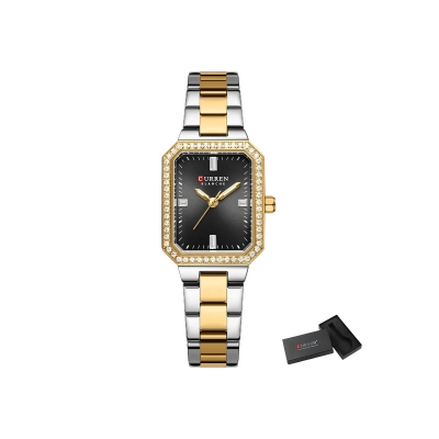 Picture of CURREN 9102 CH Women's Watch – Silver & Gold Two-Tone with Black Dial, Elegant Stainless Steel Timepiece
