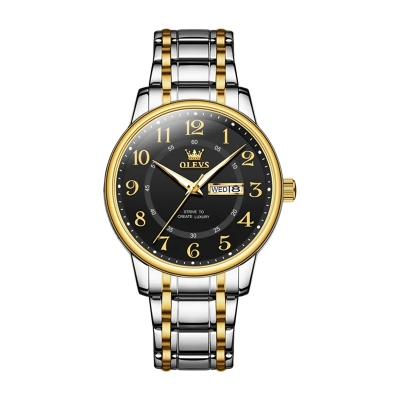 Picture of Olevs 2891 Men's Elegant Quartz Watch – Silver Stainless Steel with Black Dial