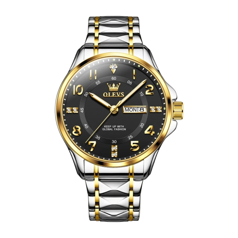 Picture of Olevs 2910 Men's Quartz Wristwatch – Silver Stainless Steel with Black Dial