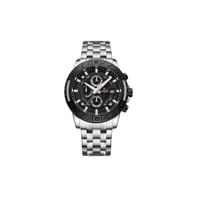 Picture of Naviforce 9227 Men's Watch – Silver Case with Black Dial & Leather Strap
