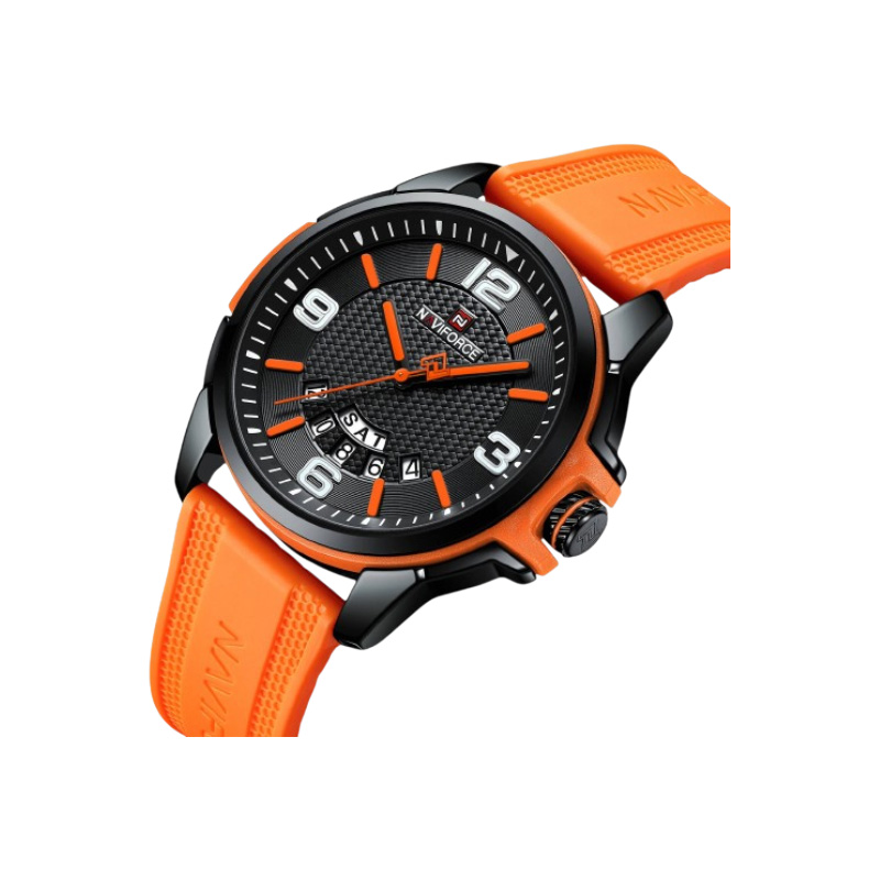 Picture of Naviforce 9215 T Men’s Fashion Chronograph Watch – Orange Dial with Black Leather Strap