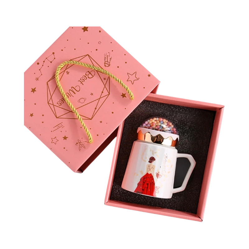 Picture of Elegant Girl Diamond Ceramic Mug with Lid | Luxury Coffee & Tea Cup with Fashion Design