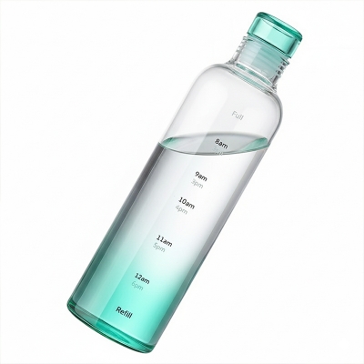 Picture of Xiaohongshu-Inspired Time Marker Glass Water Bottle | 1000ml Aesthetic Hydration Bottle with Lid & Strap