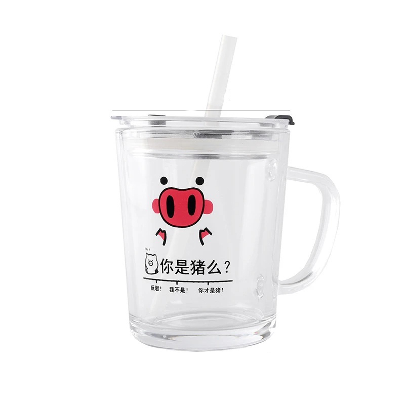 Picture of Trendy Glass Straw Mug | Aesthetic Transparent Cup with Lid & Reusable Straw