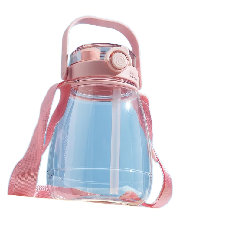 Picture of Trendy Large Belly Straw Cup | Aesthetic Portable Water Bottle with Handle & Lid – 1000ml