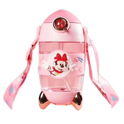 Picture of 3D Cartoon Rocket Water Bottle for Kids – 400ml | Fun & Portable Space-Themed Straw Cup