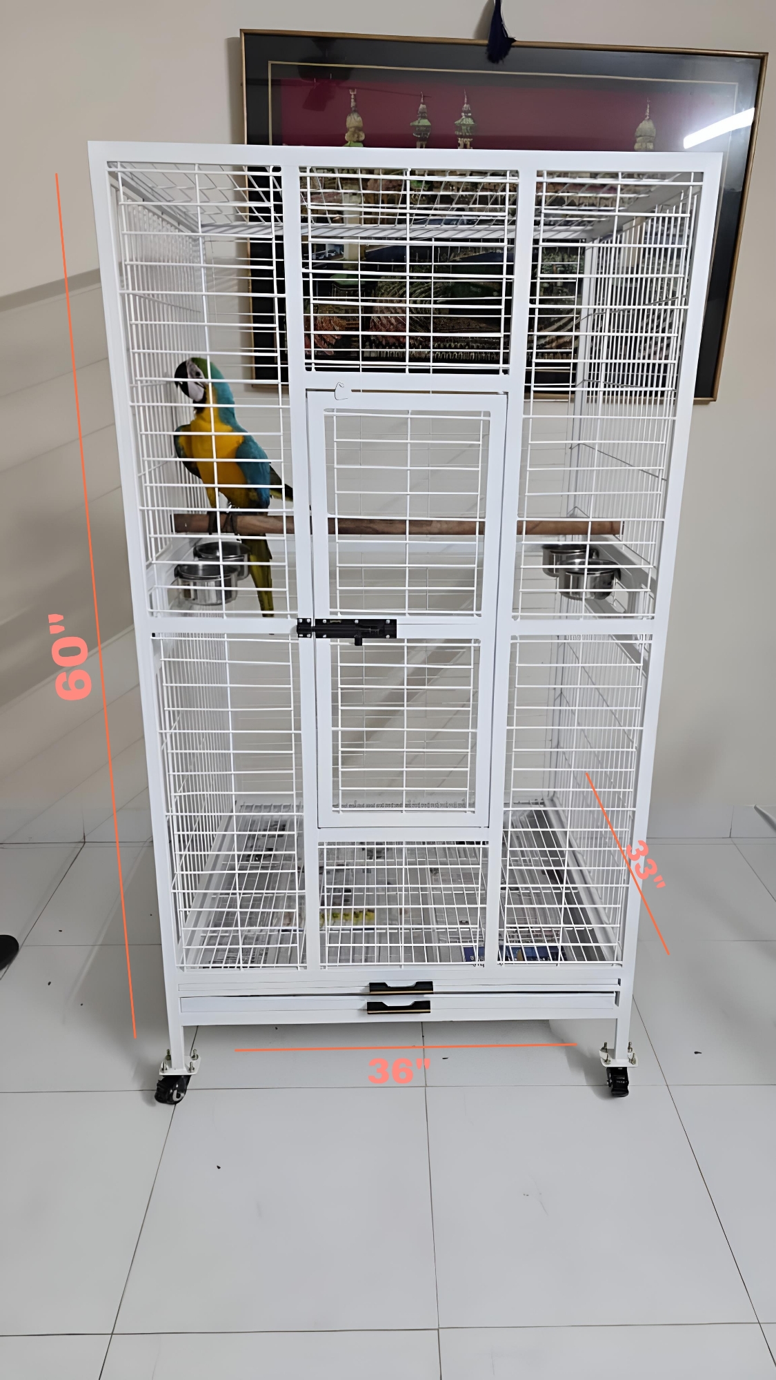 Picture of NeoStyle 153cm Large Bird Cage, Parrot Cage Parakeet Cage Bird Villa Macaw Cage with Play Top and Rolling Stand,Large Space Cage for Large Parrots