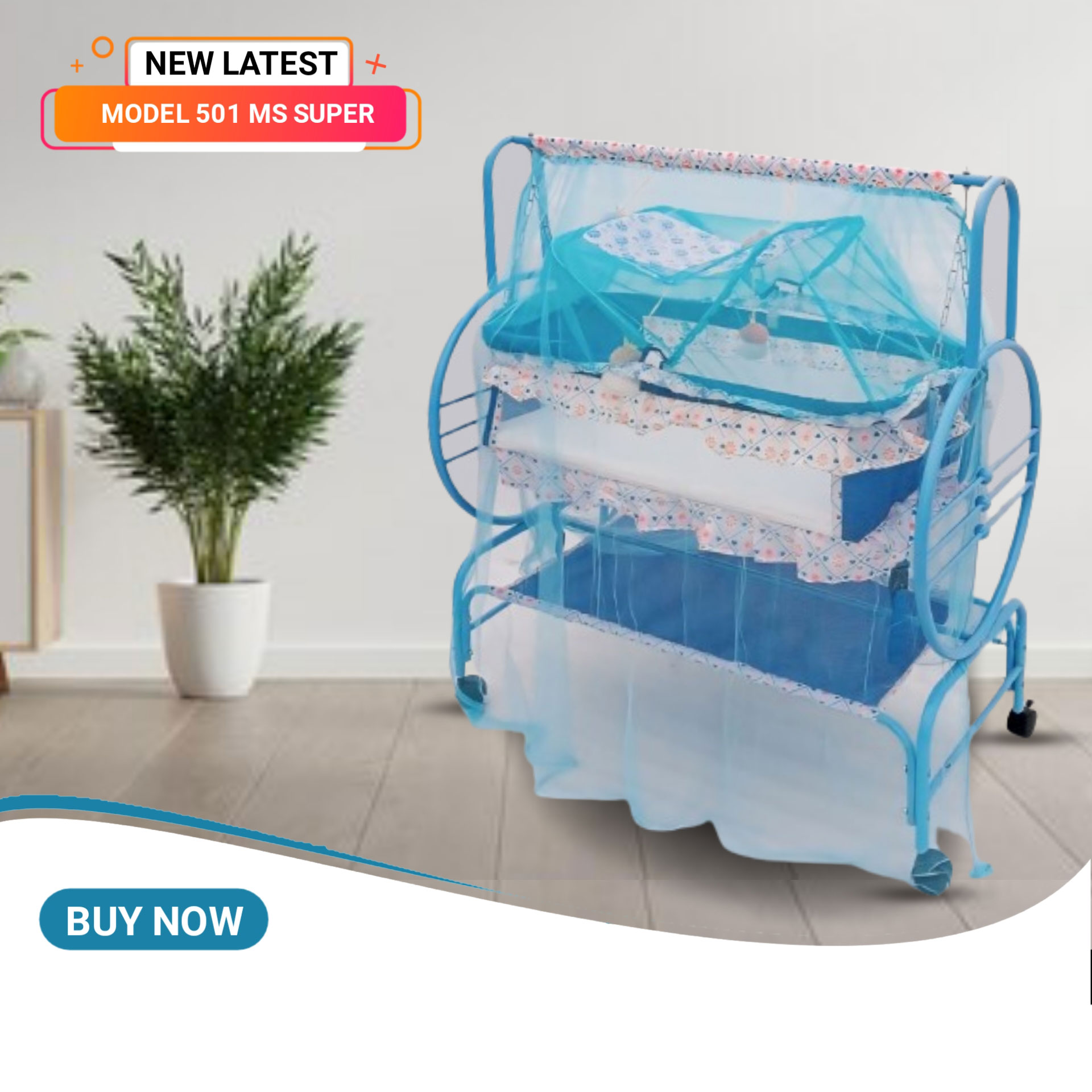 Picture of Dolna Bed For New Born Baby A Cozy Nest Cradle model no MS-501 With Support dolna bed with mosquito net Bacchader Dolna Baby Dolna