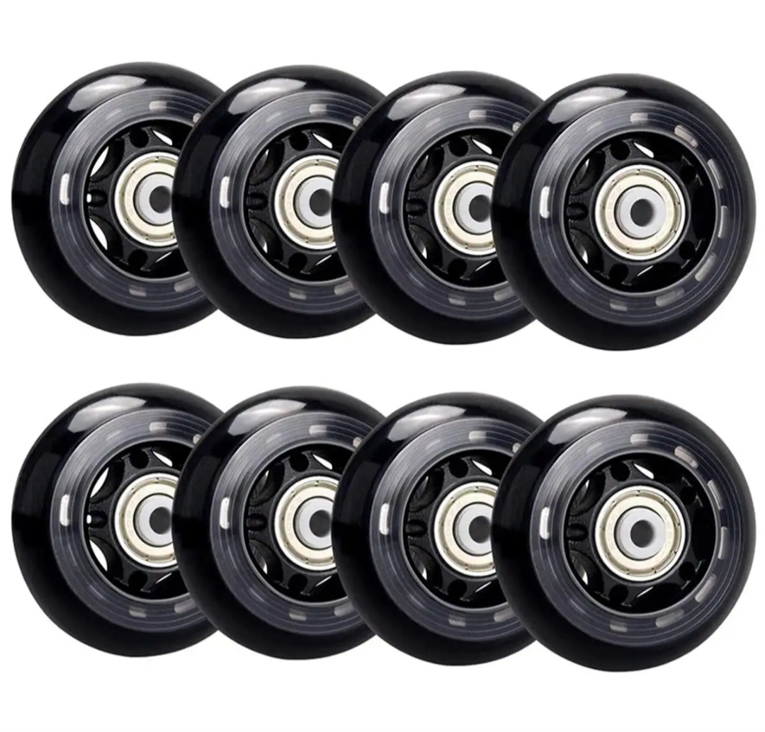 Picture of 8 Pack Inline Skate Wheels, Indoor/Outdoor Roller Skate Wheels, Roller Blade Replacement Wheels with Bearing 64mm