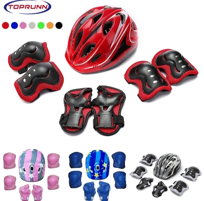 Picture of 7Pcs/set Boys & Girls Outdoor sport Protective Equipment Safety Guard Skate Cycling Safety Helmet Bicycle Helmet Protection Knee Elbow Pad