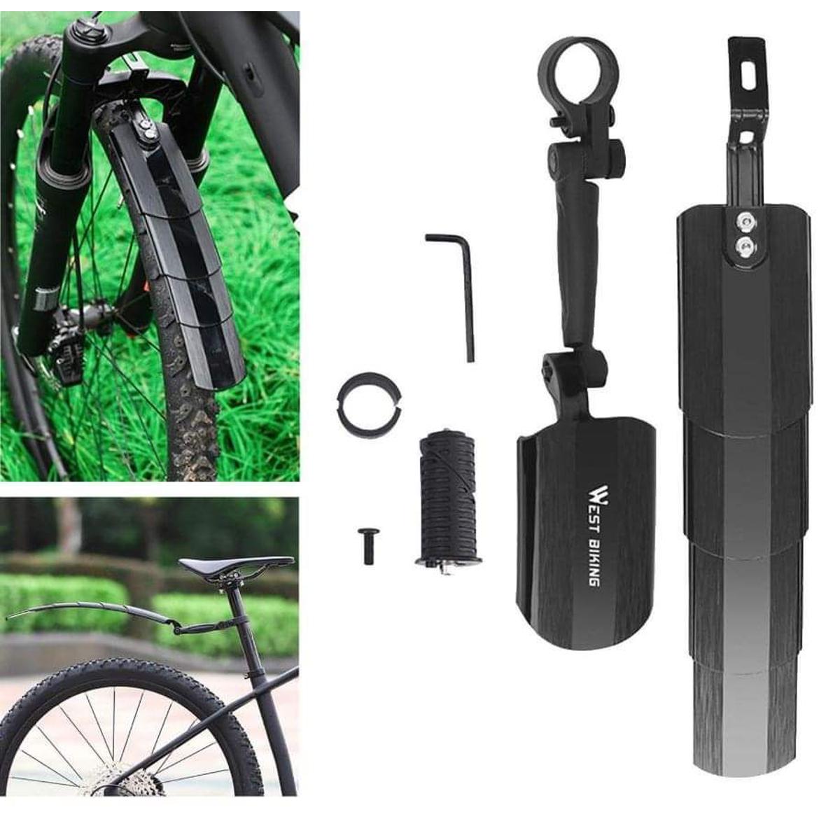 Picture of 1Set West Biking Widened Telescopic Cycling Mudguard Fender LengthenedRetractable Plastic Bicycle Front Rear Fender Mud Guard for MTB