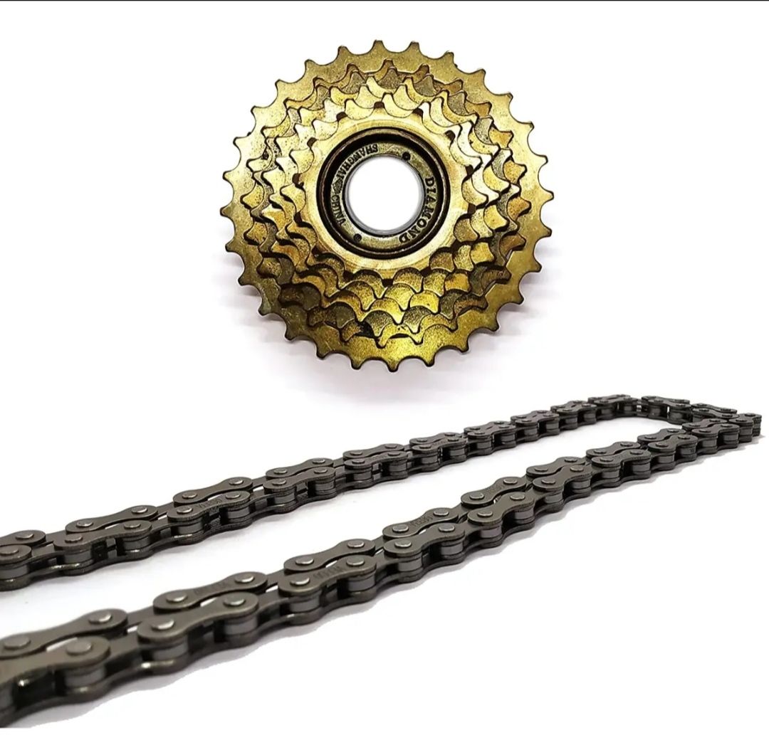 Picture of Bicycle Freewheel + Chain Combo of 7Speed Freewheel with 116 Links Chain for 7, 21 Speed Gear Cycle