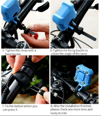 Picture of ওয়াটারপ্রুফ usb চার্জিং-সাইকেল অ্যাক্সেসোরিজ সহ হর্ন 4 led 1200mah বৈদ্যুতিক হর্ন বাইক ডিপার লাইট - cycle light