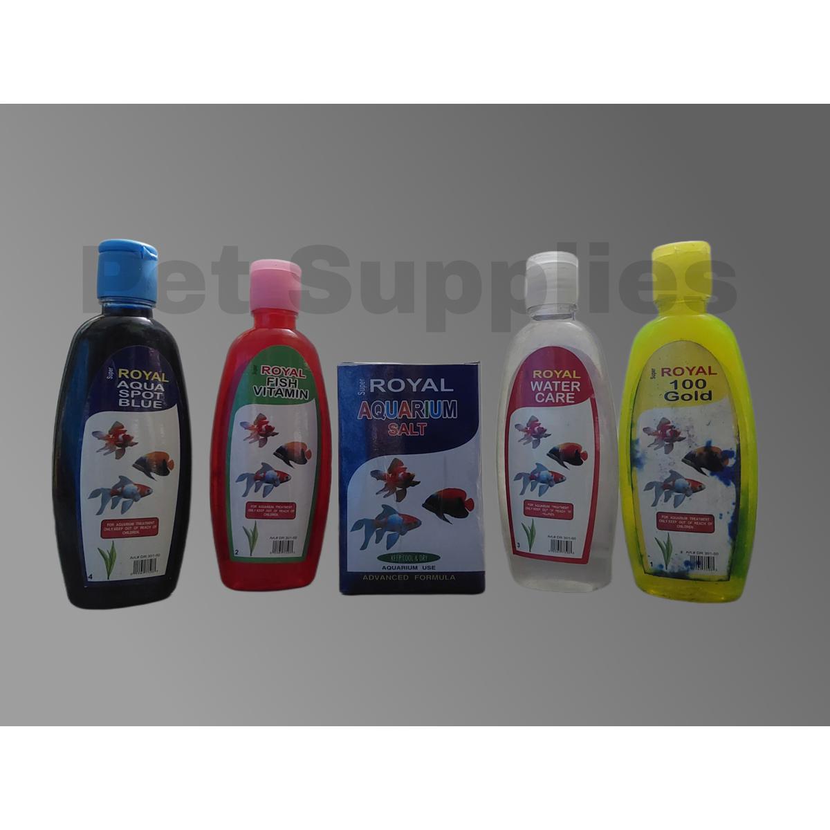 Picture of Big Bottle Aquarium water care medicine 5 pcs per set, Aqua blue, Water care, Fish Vitamins & Sea Salt