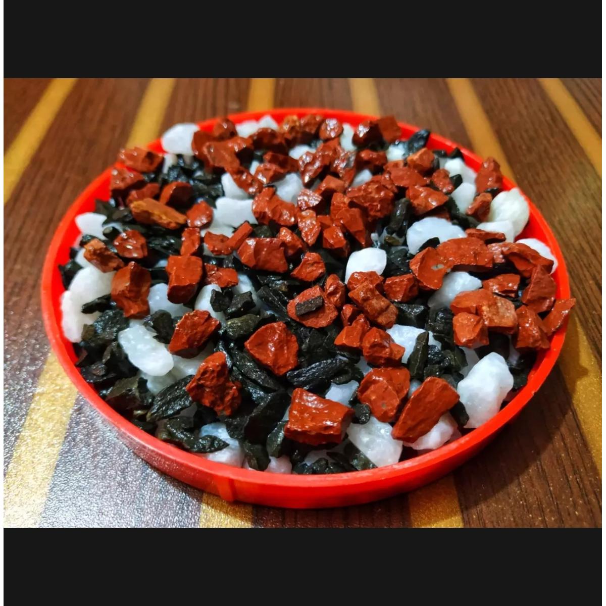 Picture of 3Kg White, Black & Red Mixed Color Stone or Aquarium, Rock Gardens, Cactus Pot, Bamboo Plants, Bonsai Trees Decoration