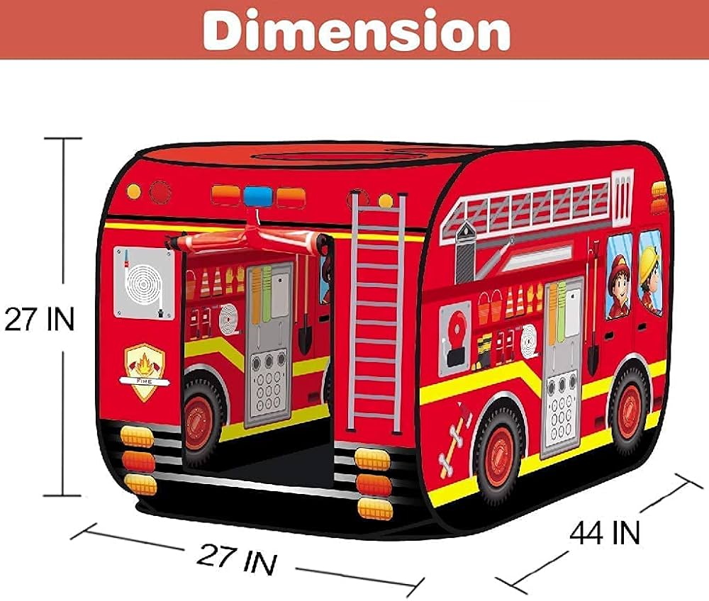 Picture of Super Joy Play Fire Truck Pop up Tents for Kids, Play Tents for Boys Playhouse Tent Birthday Gift for Indoor & Outdoor Play