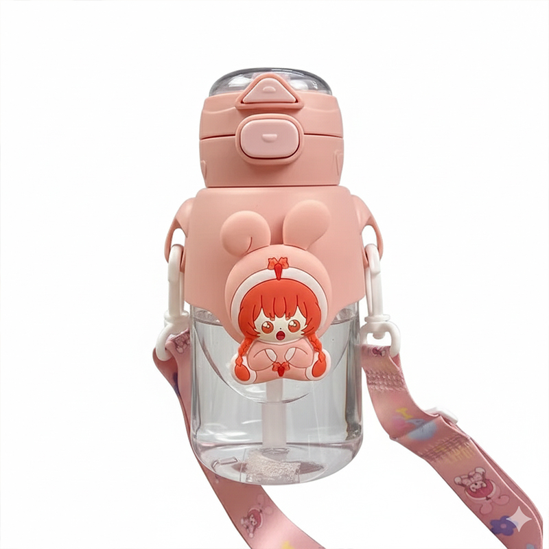 Picture of Trendy Dual-Drink Water Bottle for Kids – 700ml | Dual-Compartment Straw Cup with Handle