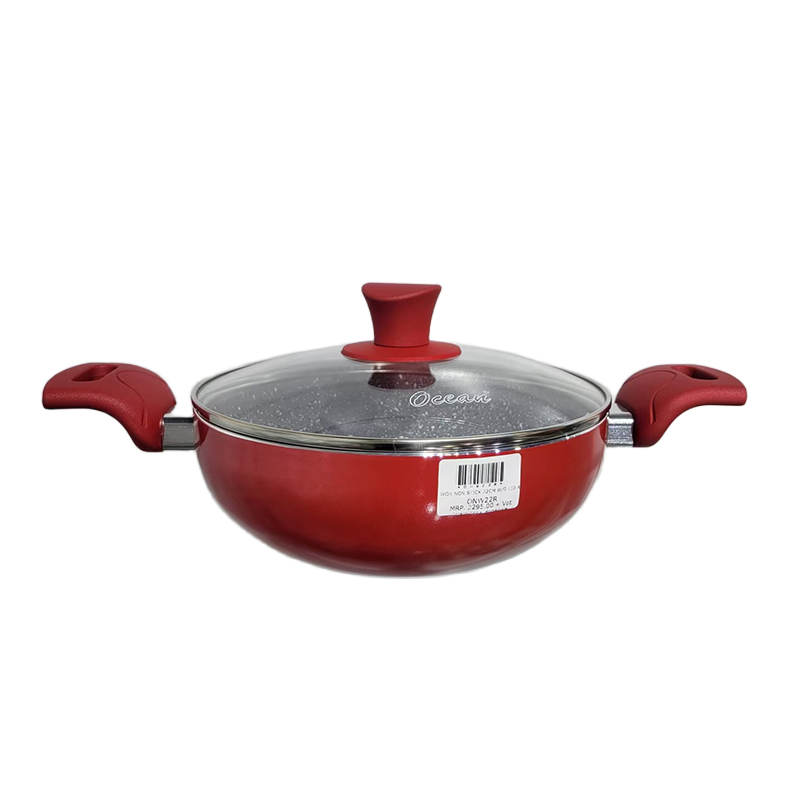 Picture of Bright Red Non-Stick Wok with Lid – 24cm | Model ONW24R