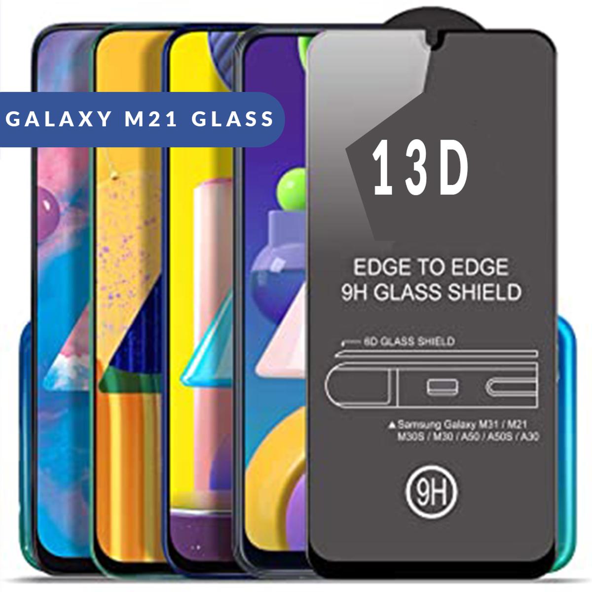 Picture of Samsung Galaxy M21 Tempered Glass 13D Full Glue Cover Edge-Edge Anti-Scratch Anti-Fingerprint Tempered Glass for Samsung