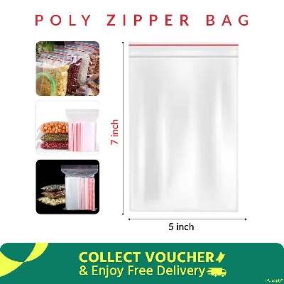 Picture of Zip/Zipper Lock Poly Bag- 5 x 7 inch Pack of 100 Piece