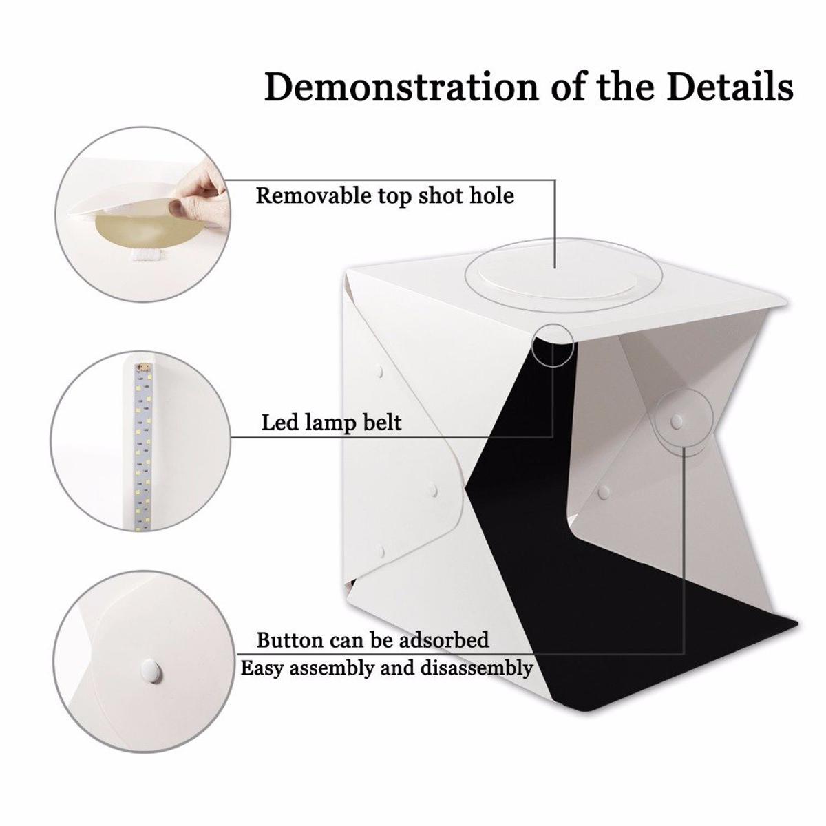 Picture of 30*30*30 Cm Portable Mini Photo Studio Box Photography Backdrop built in Light Photo Box