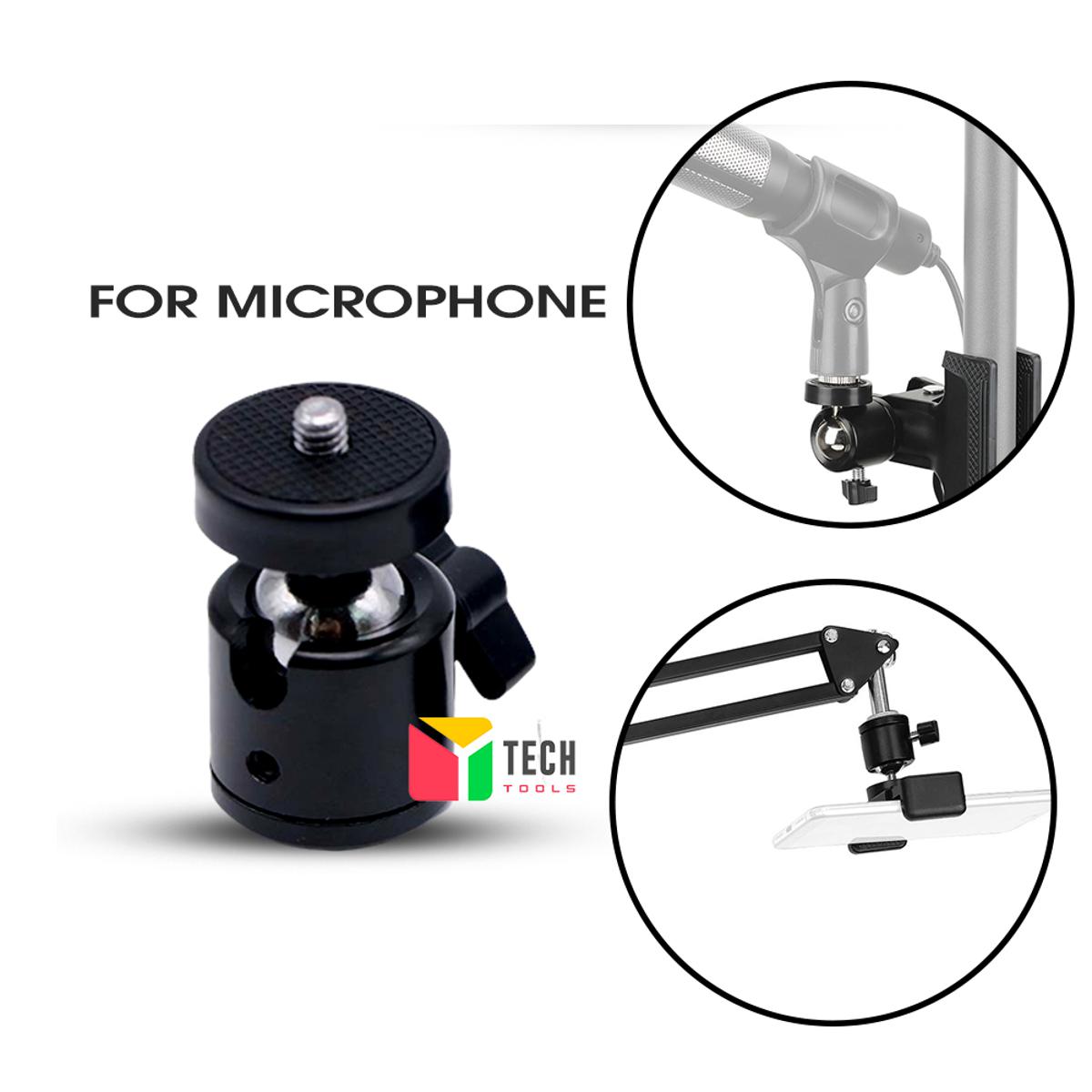 Picture of Mini Swivel Ball Head Tripod Head 360 Degree Rotating Mount Base Adapter with Universal 1/4 Inch Screw Mounts for Microphone