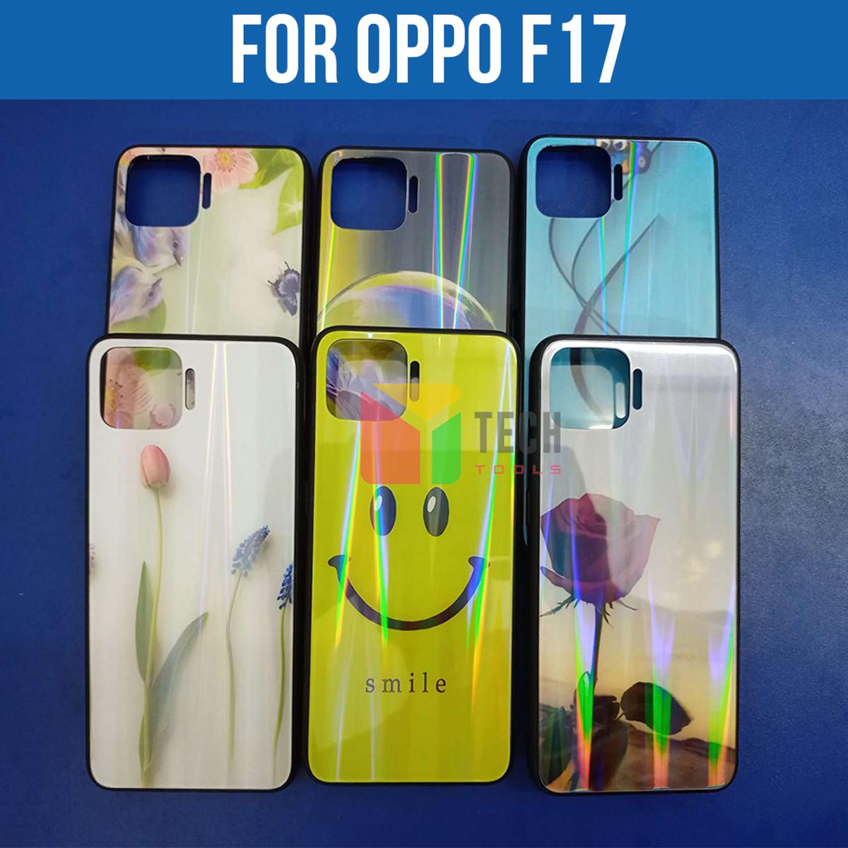 Picture of For Oppo F17 Glass Back Case Cover with Shockproof Soft Edge TPU Full Protective Hard Glossy Plain Casing Shell