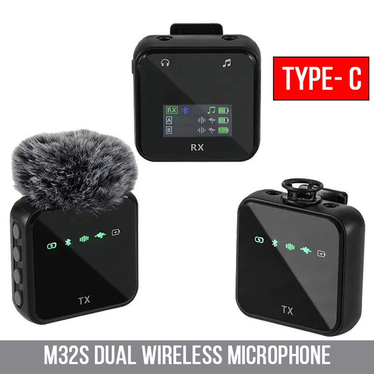 Picture of M32S Wireless Dual Lavalier Microphone with screen display for noise reduction Bluetooth accompaniment reverberation live broadcast and microphone device