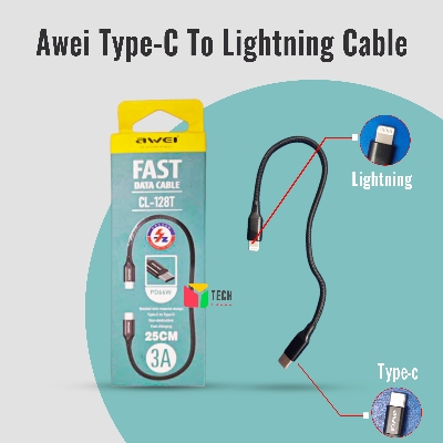 Picture of Awei CL-128T Type-C to Lightning Cables 20W PD 3.0 Fast Charge and Data Transmission Cable