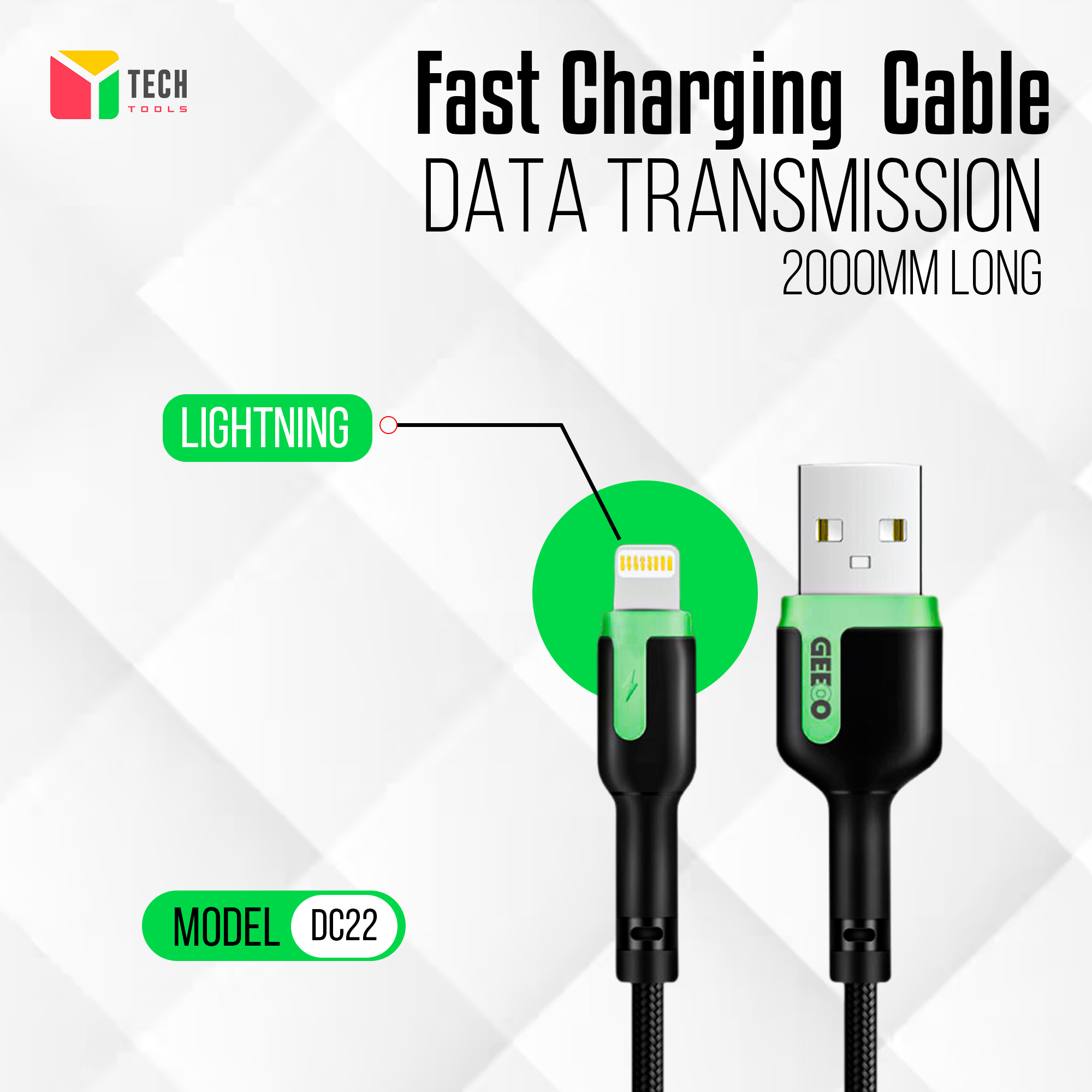 Picture of GEEOO DC-22 Lightning Fast Charging Data Cable