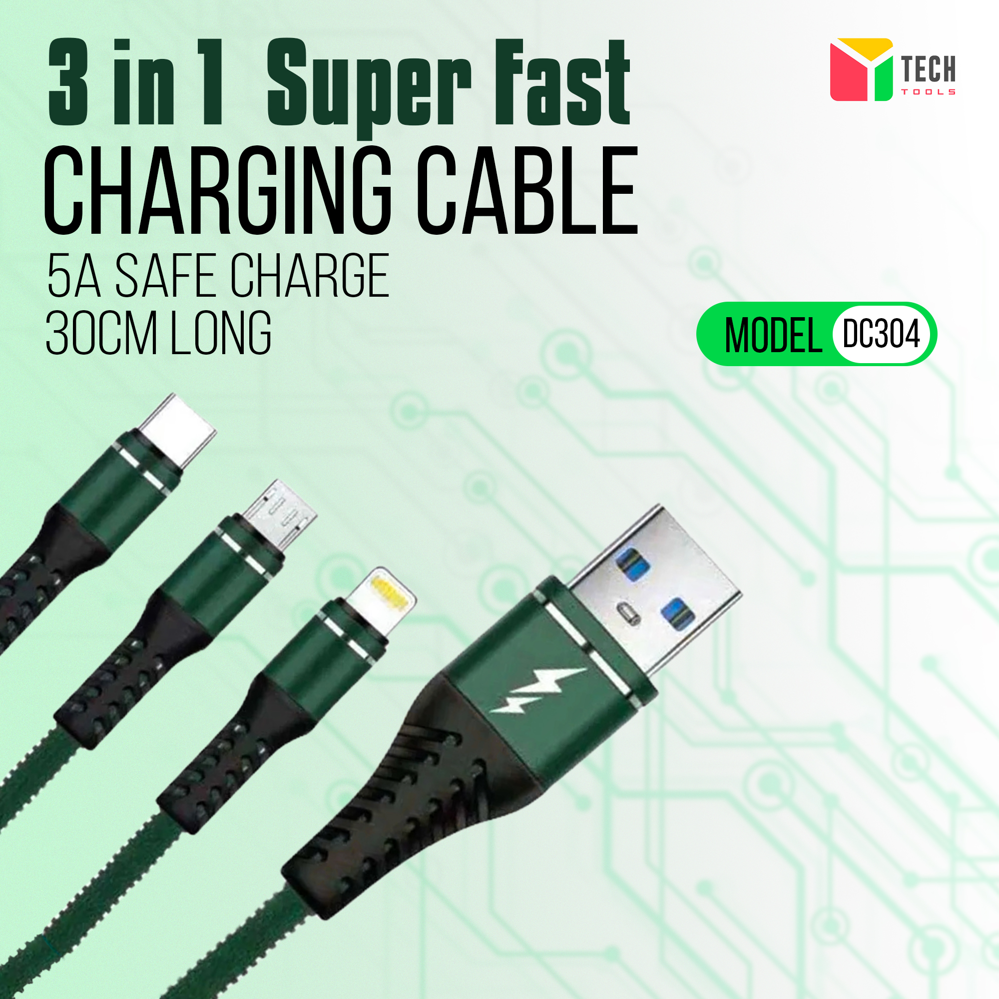 Picture of Geeoo DC-304 3-In-1 5A Short Charging Cable