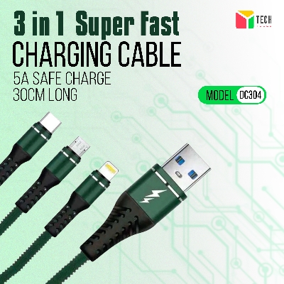 Picture of Geeoo DC-304 3-In-1 5A Short Charging Cable