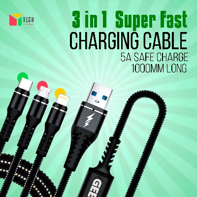 Picture of Geeoo DC - 301 Long 3-in-1 Multi Charging Cable From Usb To Micro Type C & Lightning