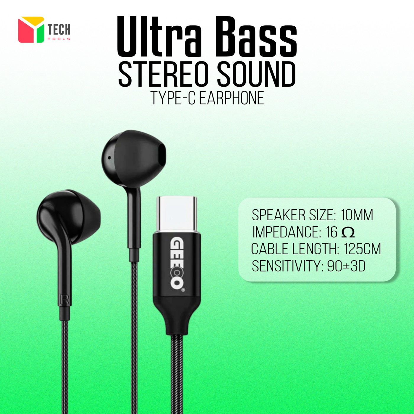 Picture of Geeoo TC555 Type-C Earphone With Ultra Bass And Stereo Sound