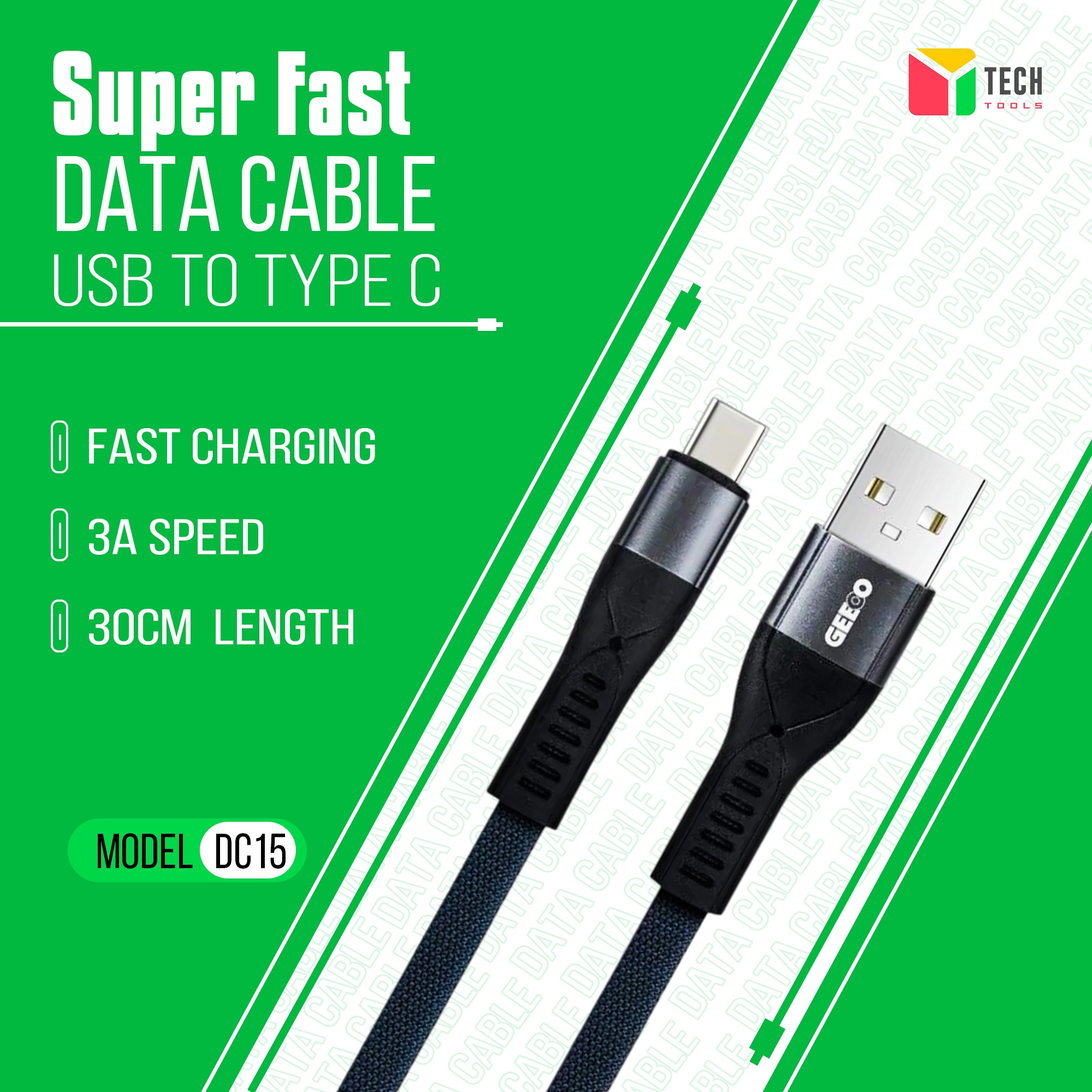 Picture of Geeoo DC15 3A Type C  Short Cable