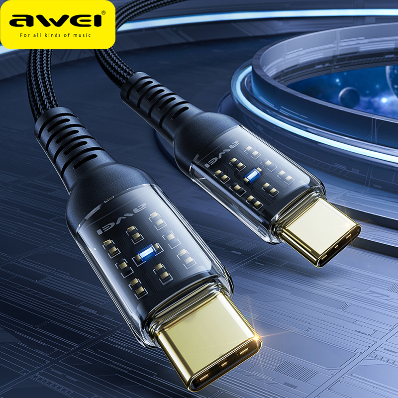 Picture of Awei CL-138T Type-C To Type-C PD 60W Transparent Data Fast Charging Cablee