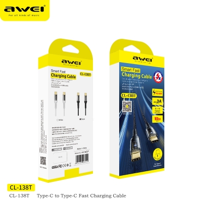 Picture of Awei CL-138T Type-C To Type-C PD 60W Transparent Data Fast Charging Cablee