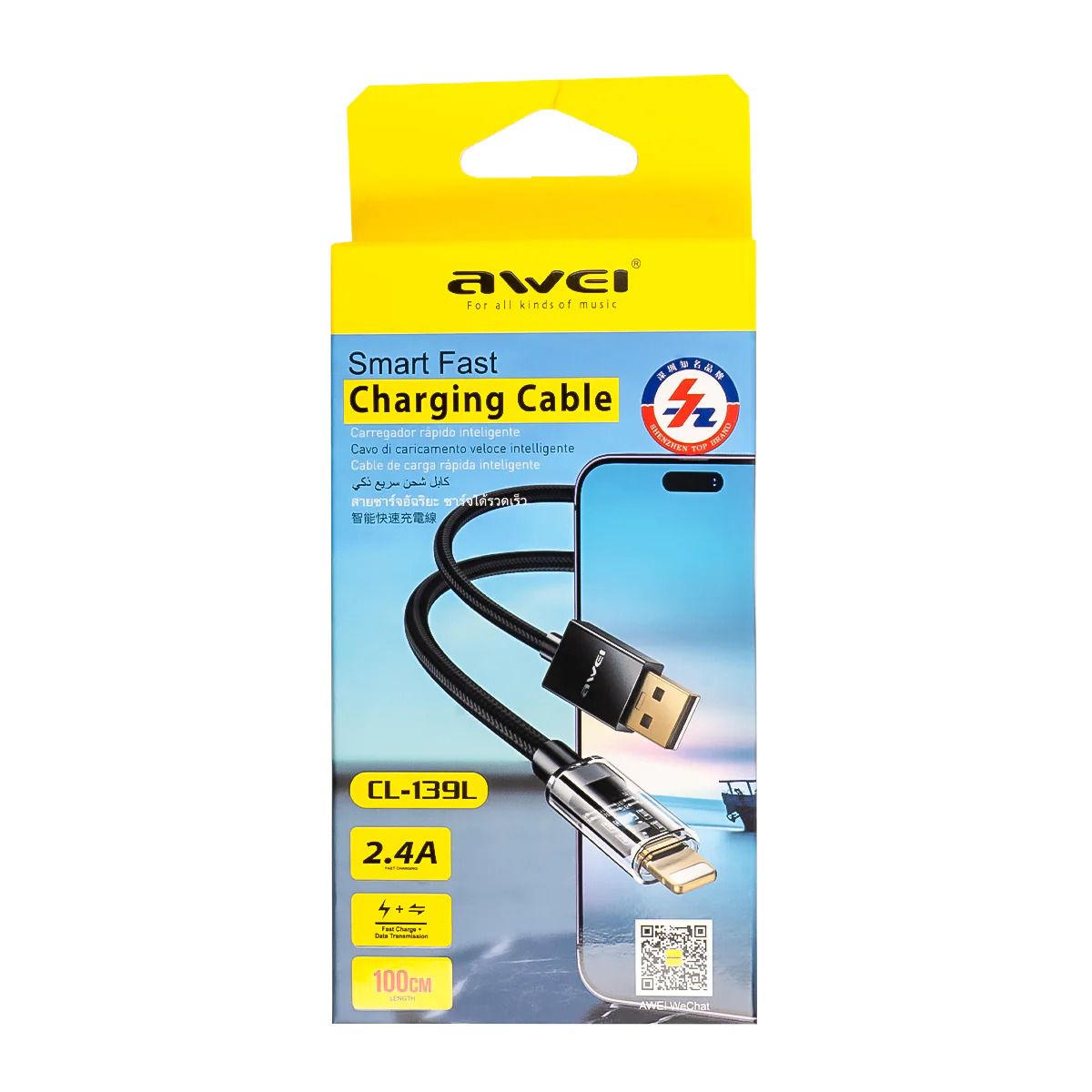 Picture of Awei CL-139L 100W USB to Lightning Cable Super Quick Charge Fast -Charging