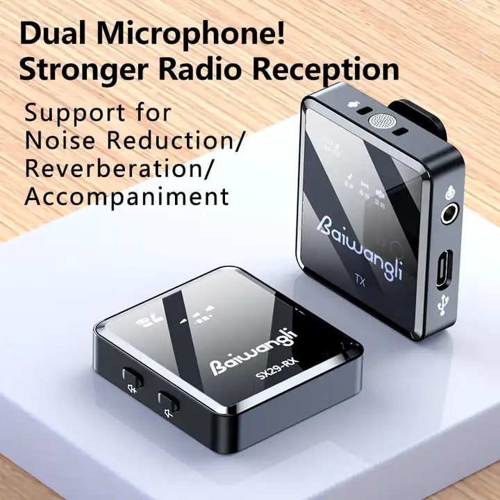 Picture of SX39 microphone mirror shell dual mic wireless lavalier 3 in 1 microphone For Type-c