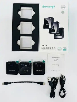 Picture of SX39 microphone mirror shell dual mic wireless lavalier 3 in 1 microphone For Type-c