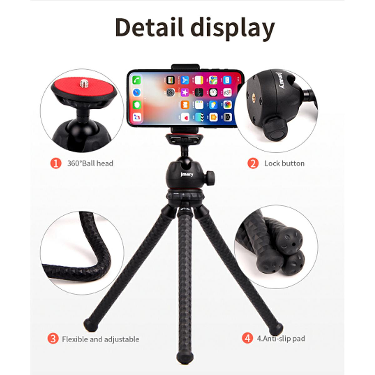 Picture of Jmary MT-25 Flexible octopusTripod for Phone Camera stand with Phone Clip Mount Travel Tripod Mini Tripod Stand for gopro vlog
